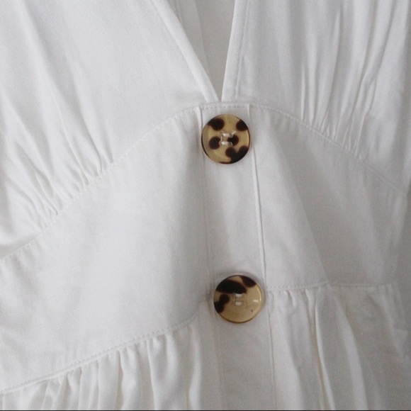 NWT LuLu’s White V Neck Flowy Wide Arm Dress L811 - Picture 2 of 7